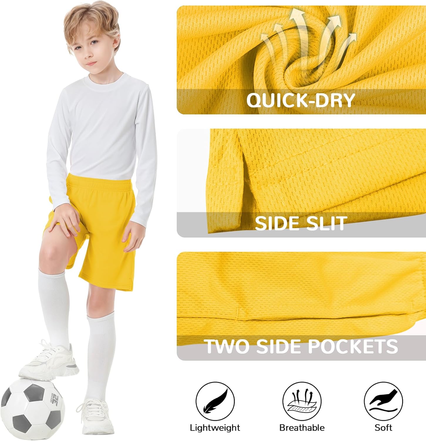 QBK Toddler to Youth Athletic Shorts for Boys and Girls Soccer Basketball Sports
