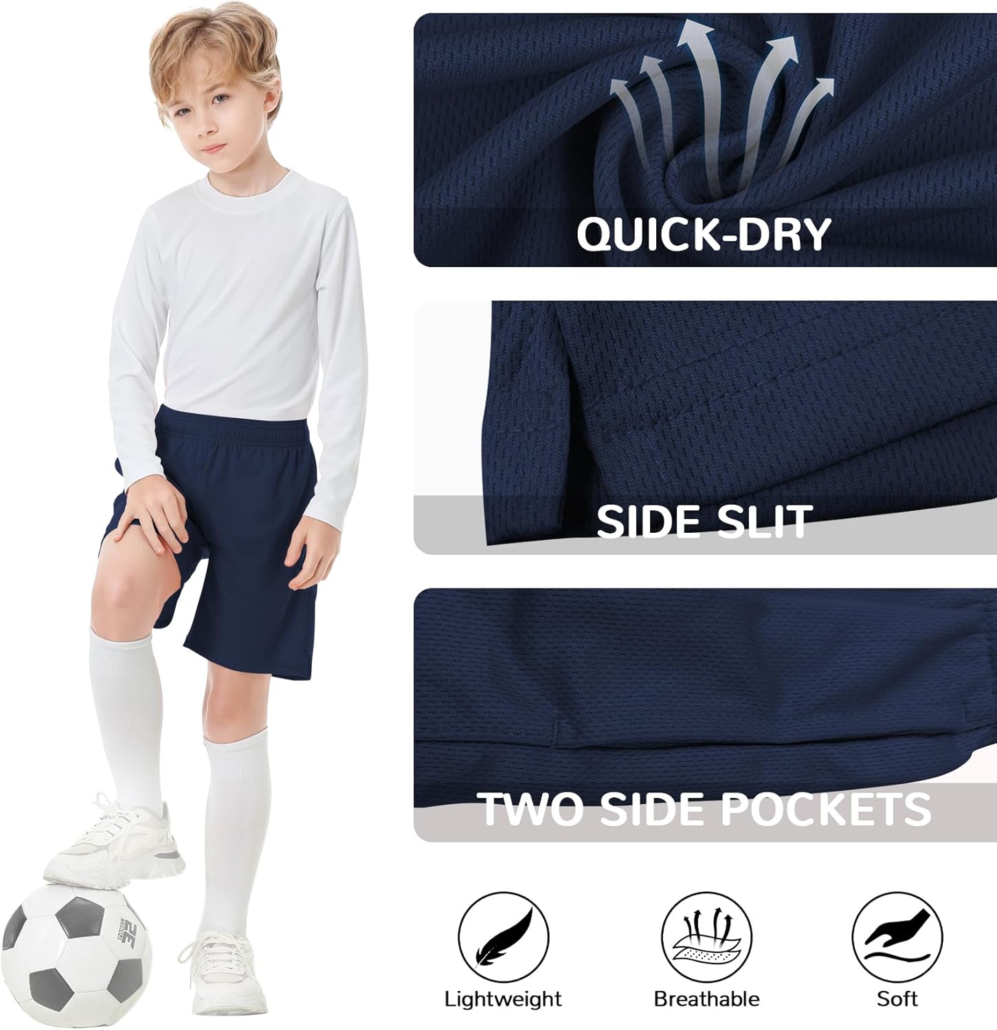 QBK Toddler to Youth Athletic Shorts for Boys and Girls Soccer Basketball Sports