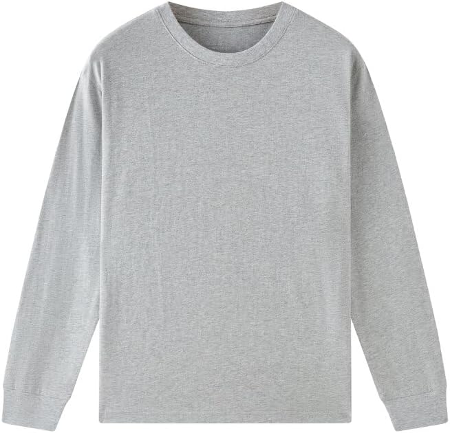 Huata Men's T-Shirt Long Sleeve Crewneck Cotton Tees