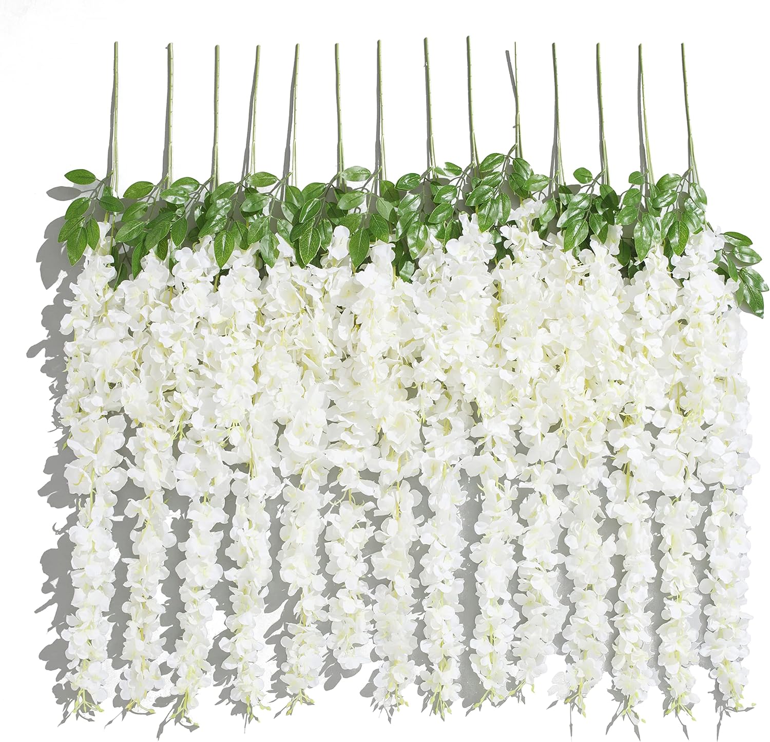 Huata 10PCS 3.2 Feet Artificial Flower Wisteria Vine Ratta Hanging Wedding Decor Garlands(White)