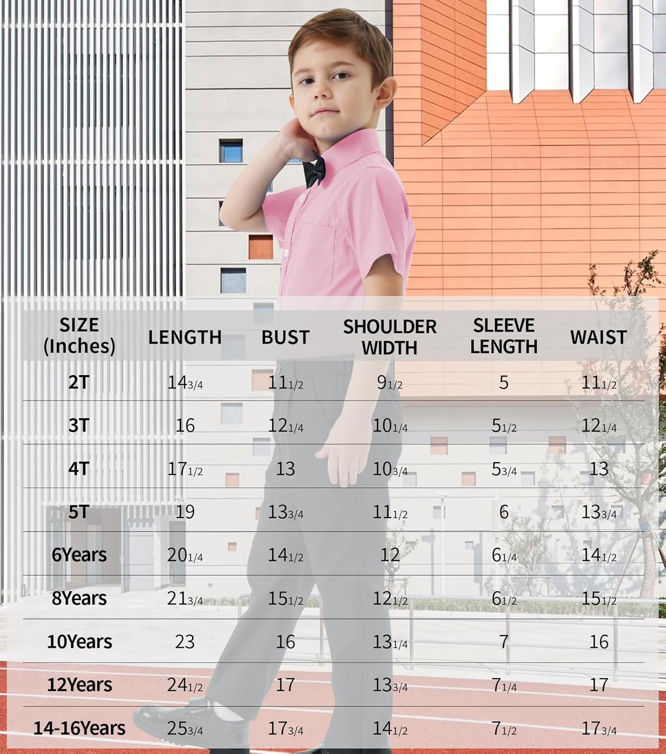 2T-16Y Boys' Short Sleeve Button Down Toddler Dress Shirt Oxford Uniform Shirt with Chest Pocket