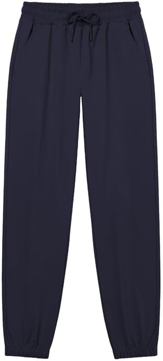 QBK School Joggers for Boys - Elastic Waist Dress Jogger Uniform Pants with Drawstring