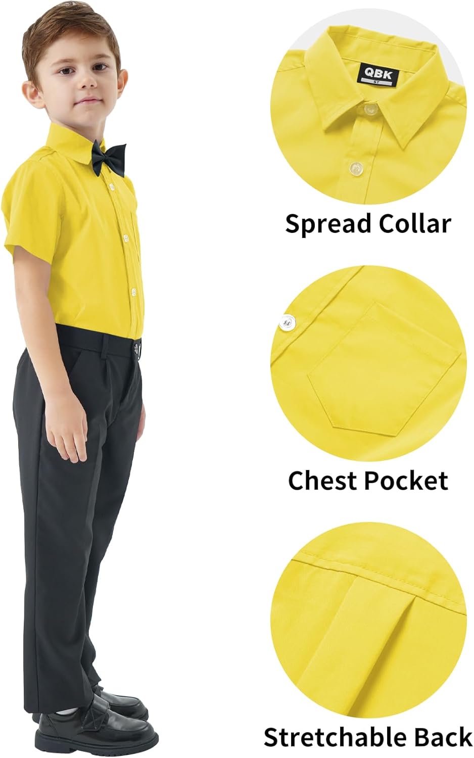 2T-16Y Boys' Short Sleeve Button Down Toddler Dress Shirt Oxford Uniform Shirt with Chest Pocket