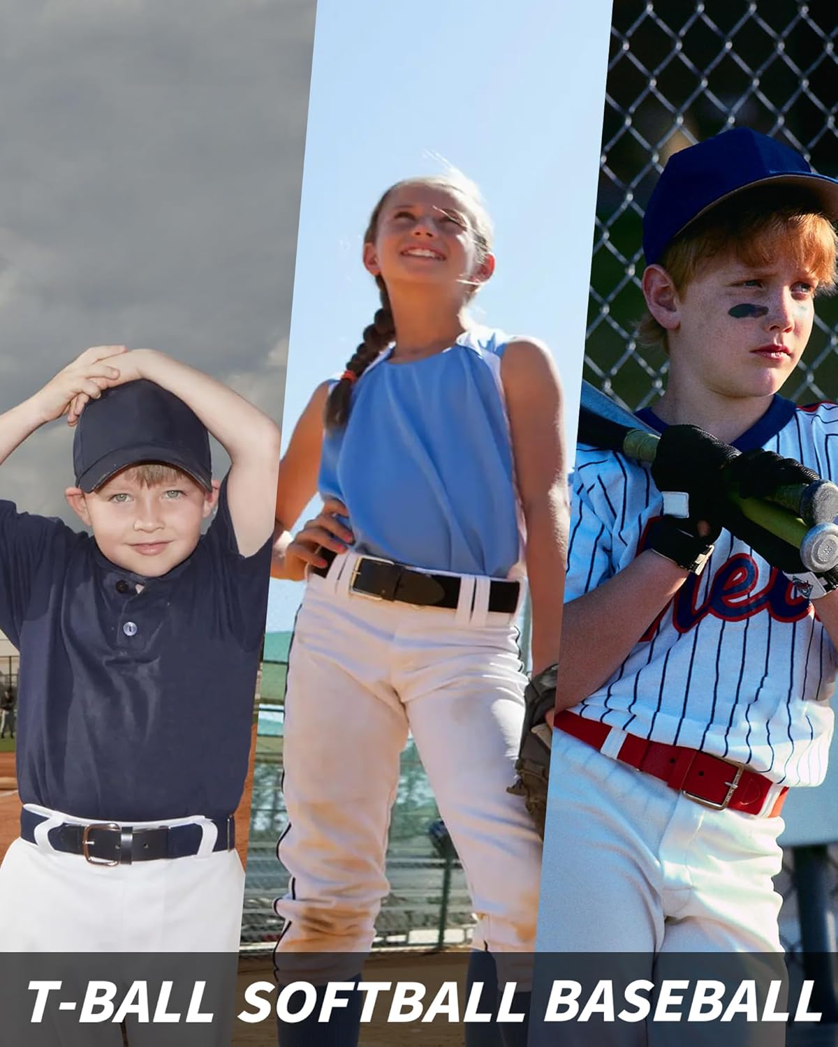 QBK Toddler And Youth Baseball/Softball Belt Kids Elastic Adjustable Uniform Belt For Boys And Girls - In Multiple Colors
