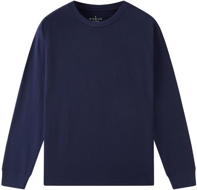 Huata Men's T-Shirt Long Sleeve Crewneck Cotton Tees