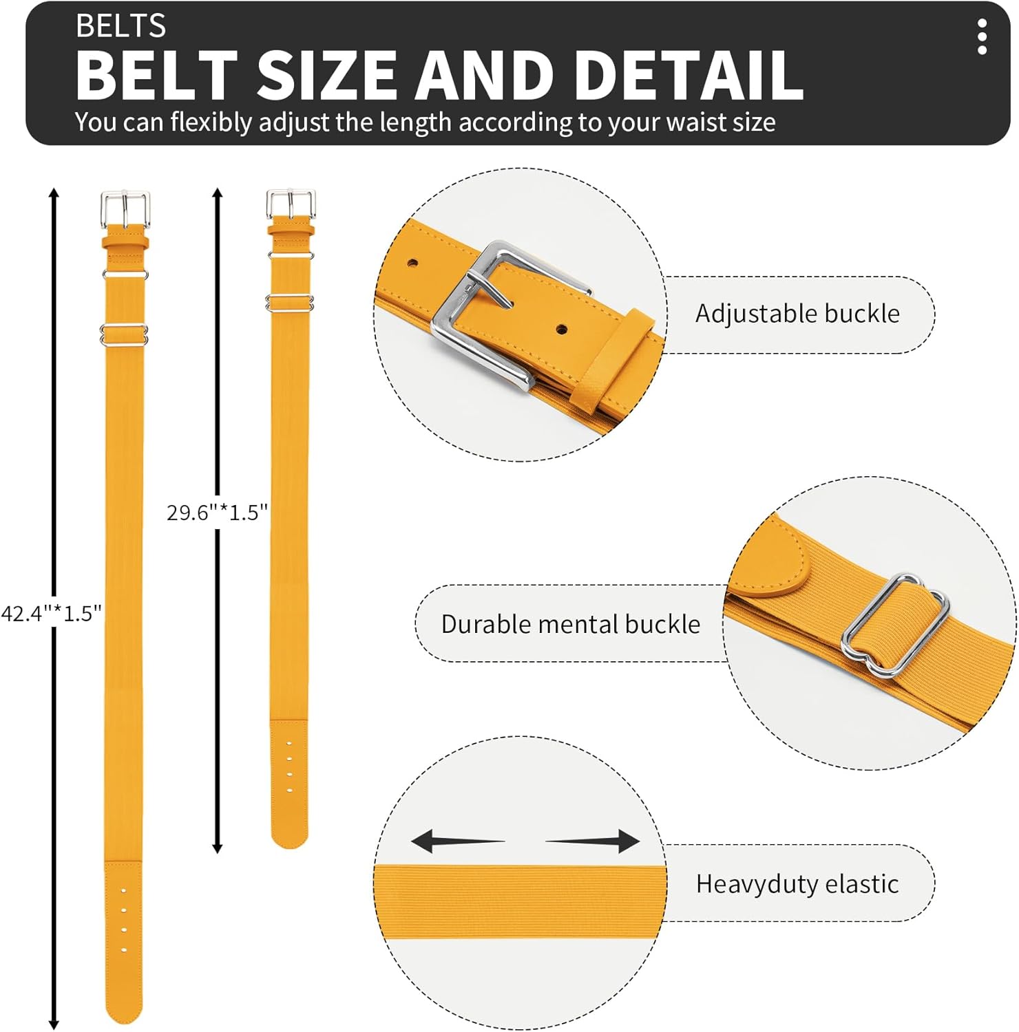 QBK Youth Baseball Socks & Belt Combo Set for Kids 2-16 Years -Softball/Tee Ball Accessories (1 Pair + 1 Belt, Unisex)