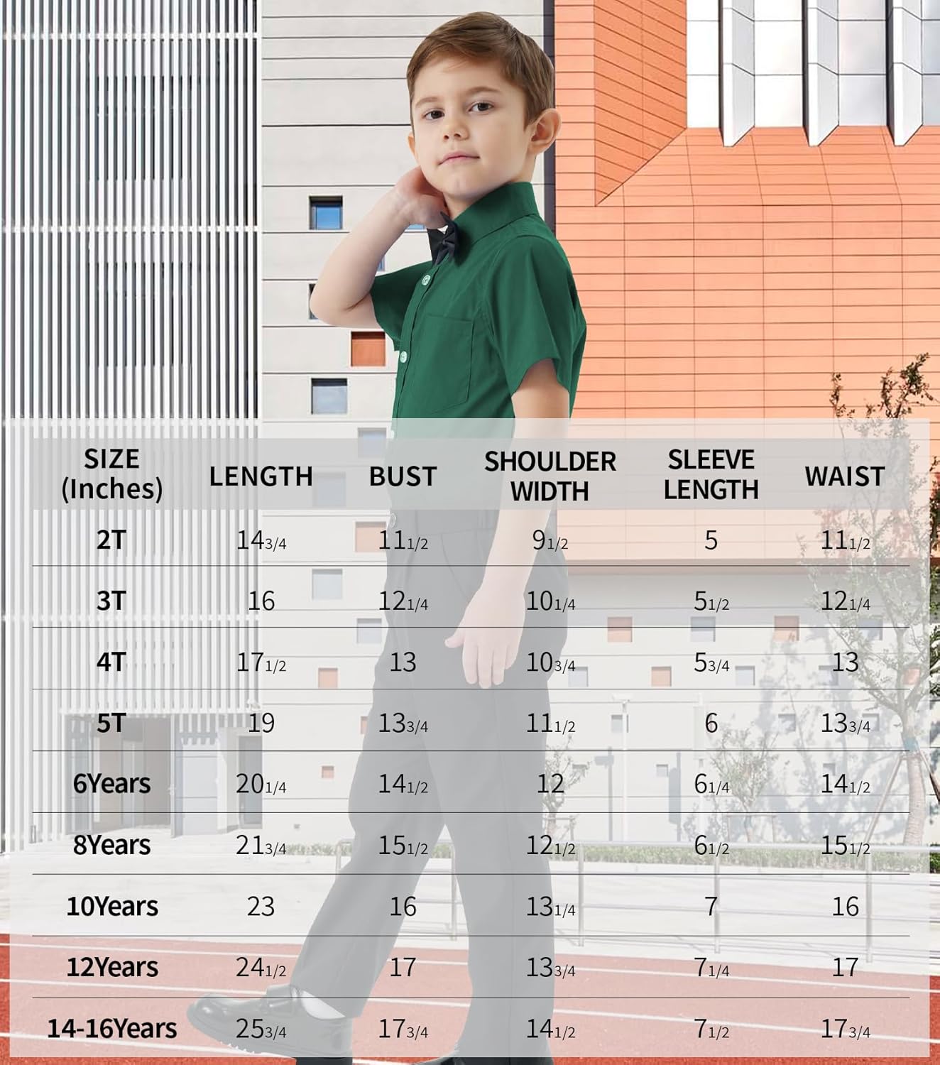 2T-16Y Boys' Short Sleeve Button Down Toddler Dress Shirt Oxford Uniform Shirt with Chest Pocket