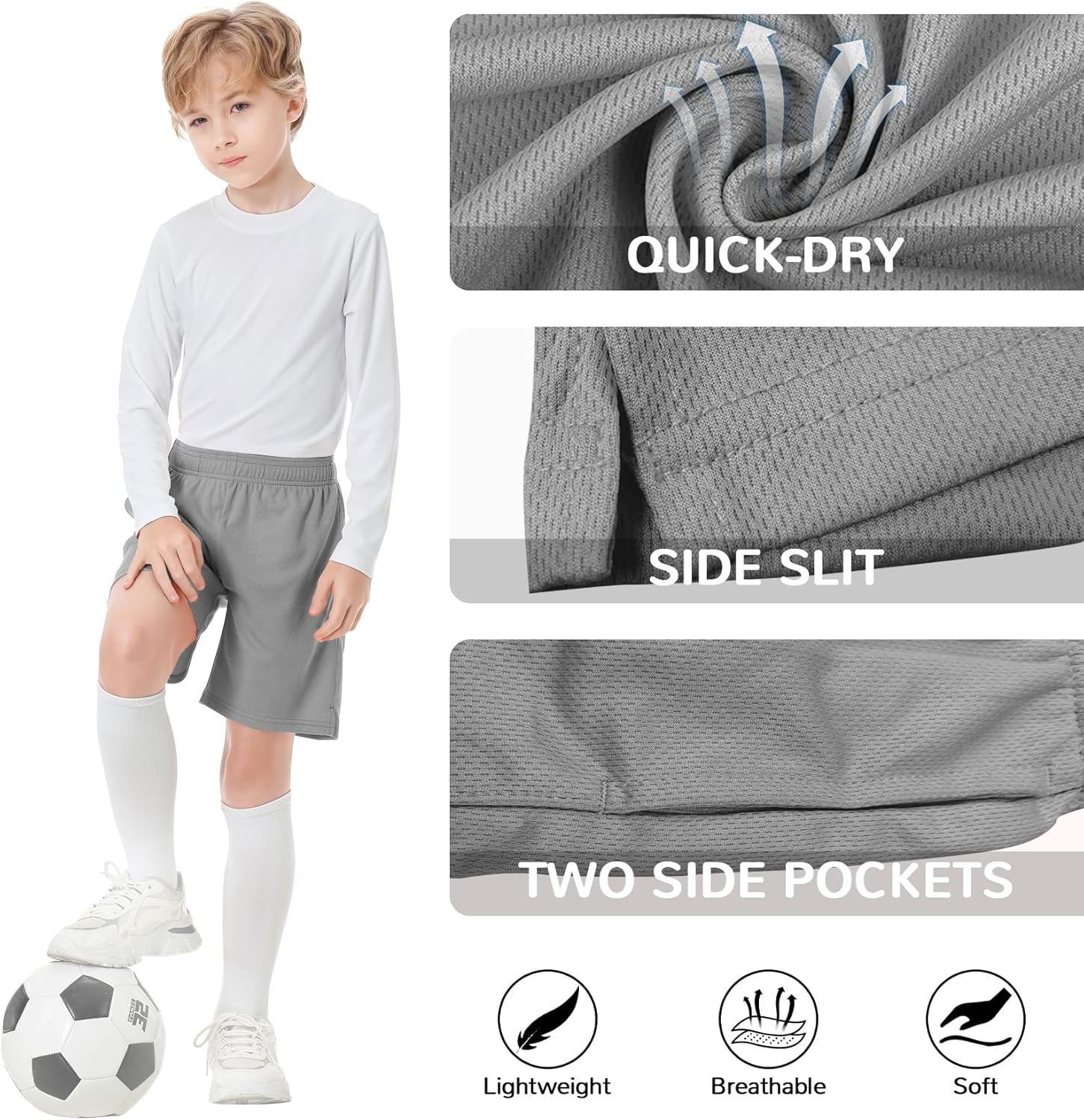 QBK Toddler to Youth Athletic Shorts for Boys and Girls Soccer Basketball Sports