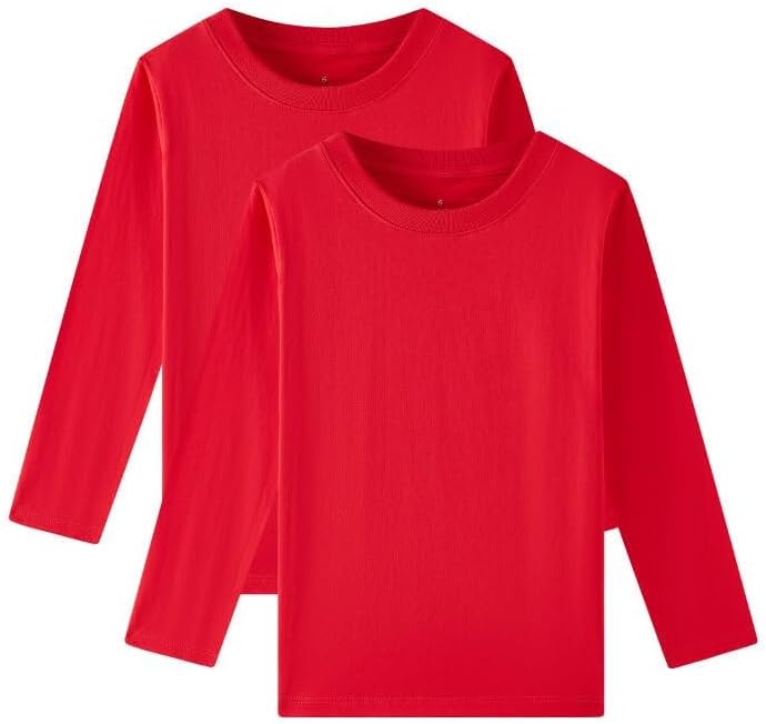 Huata Boys Girls Long Sleeve T-Shirt Unisex Crewneck Tee 2 Packs