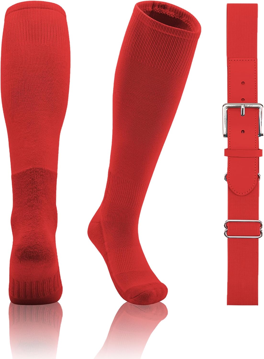 QBK 2T/3T/4T/5T Toddler Baseball Socks And Belt Youth Softball Tee Ball Combo Set for Boy Girl (1 Pairs of Socks & 1 Belt)