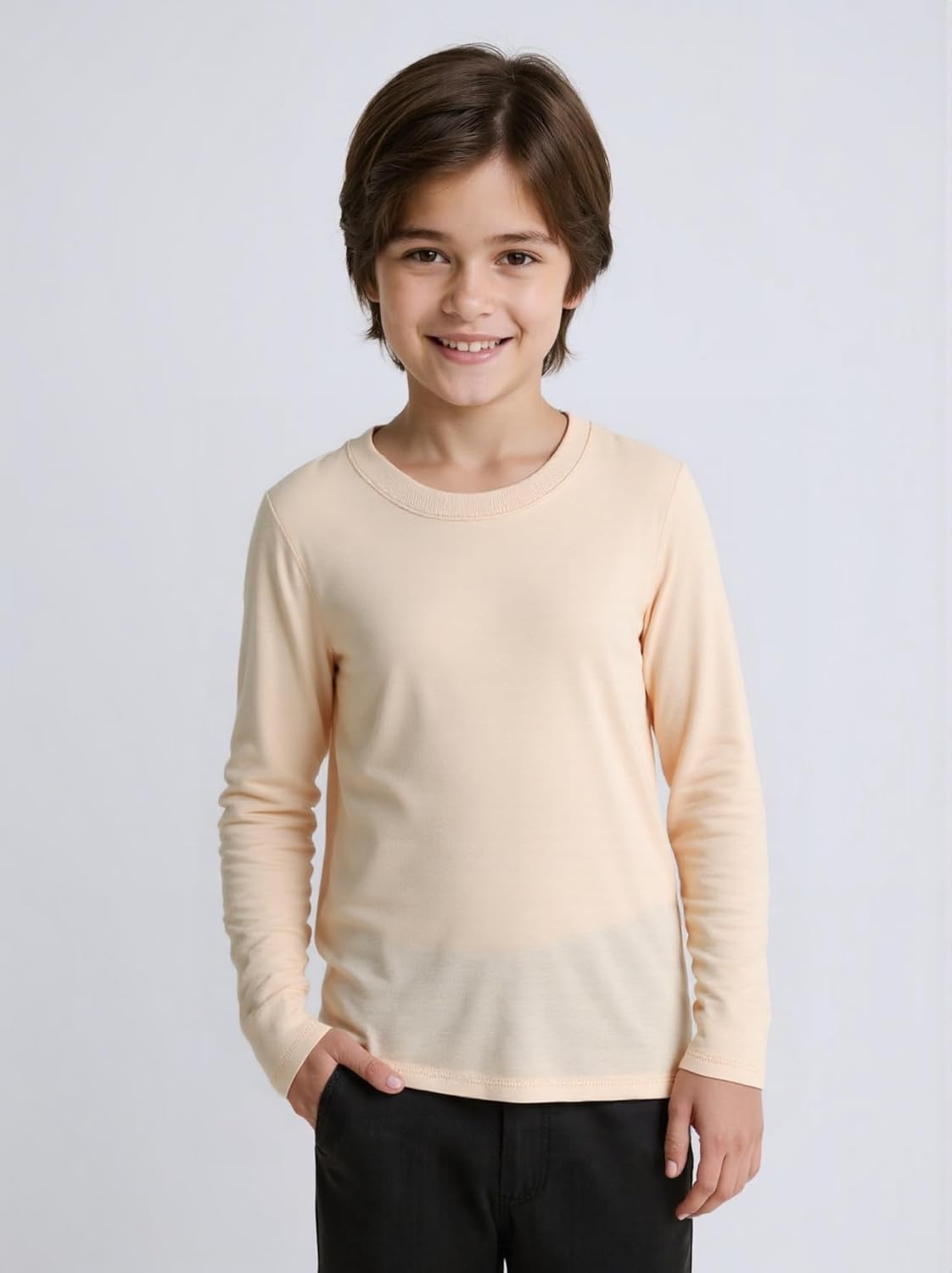 Huata Boys Girls Long Sleeve T-Shirt Unisex Crewneck Tee 2 Packs