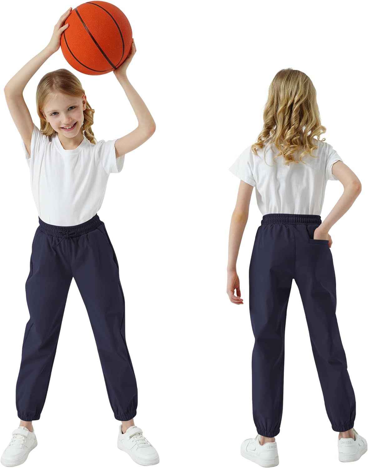 QBK School Joggers for Boys - Elastic Waist Dress Jogger Uniform Pants with Drawstring