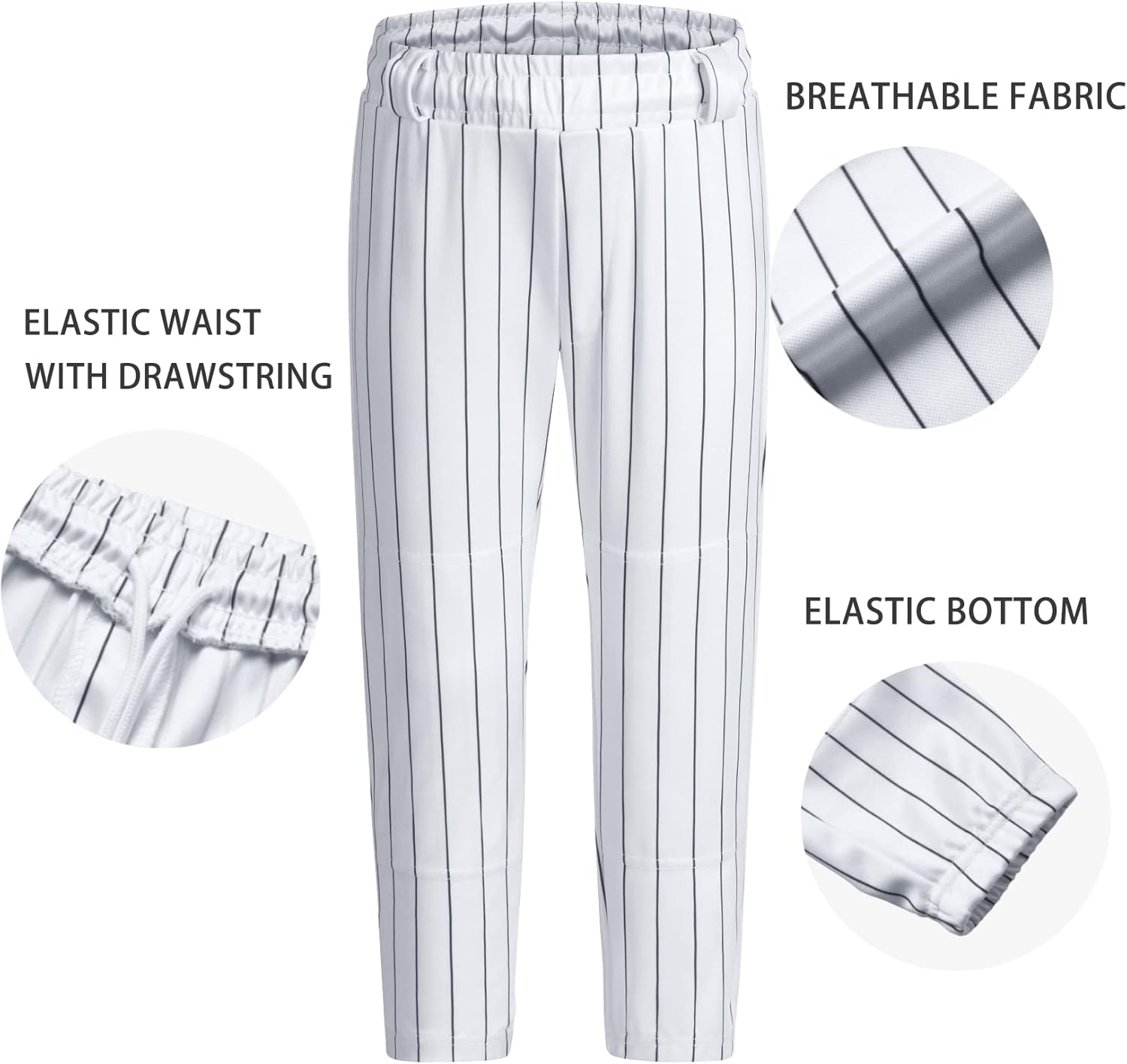 QBK 2T/3T/4T/5T to Youth Toddler Boys Baseball Pants Girl Softball Pants Kids Tee Ball Pants with Side Piping/Braid
