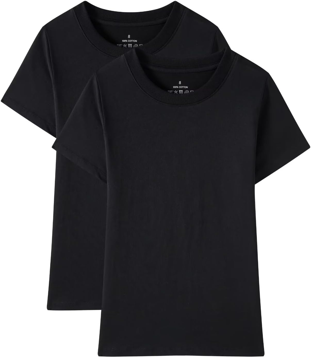 Huata Boys Girls Short Sleeve Tee T-Shirt Crewneck 2 Packs