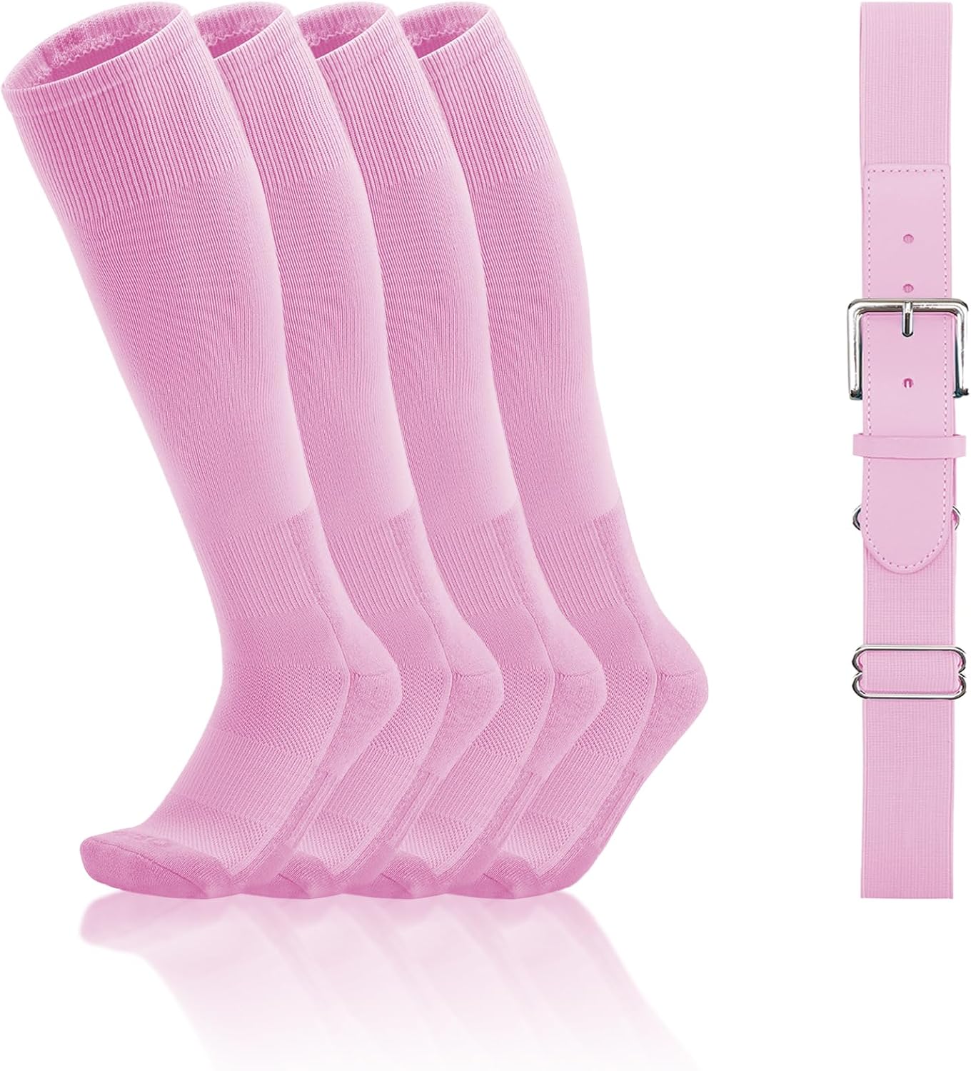 QBK Toddler Baseball Socks And Belt Youth Softball Tee Ball Combo Set for Boy Girl (2 Pairs of Socks & 1 Belt)