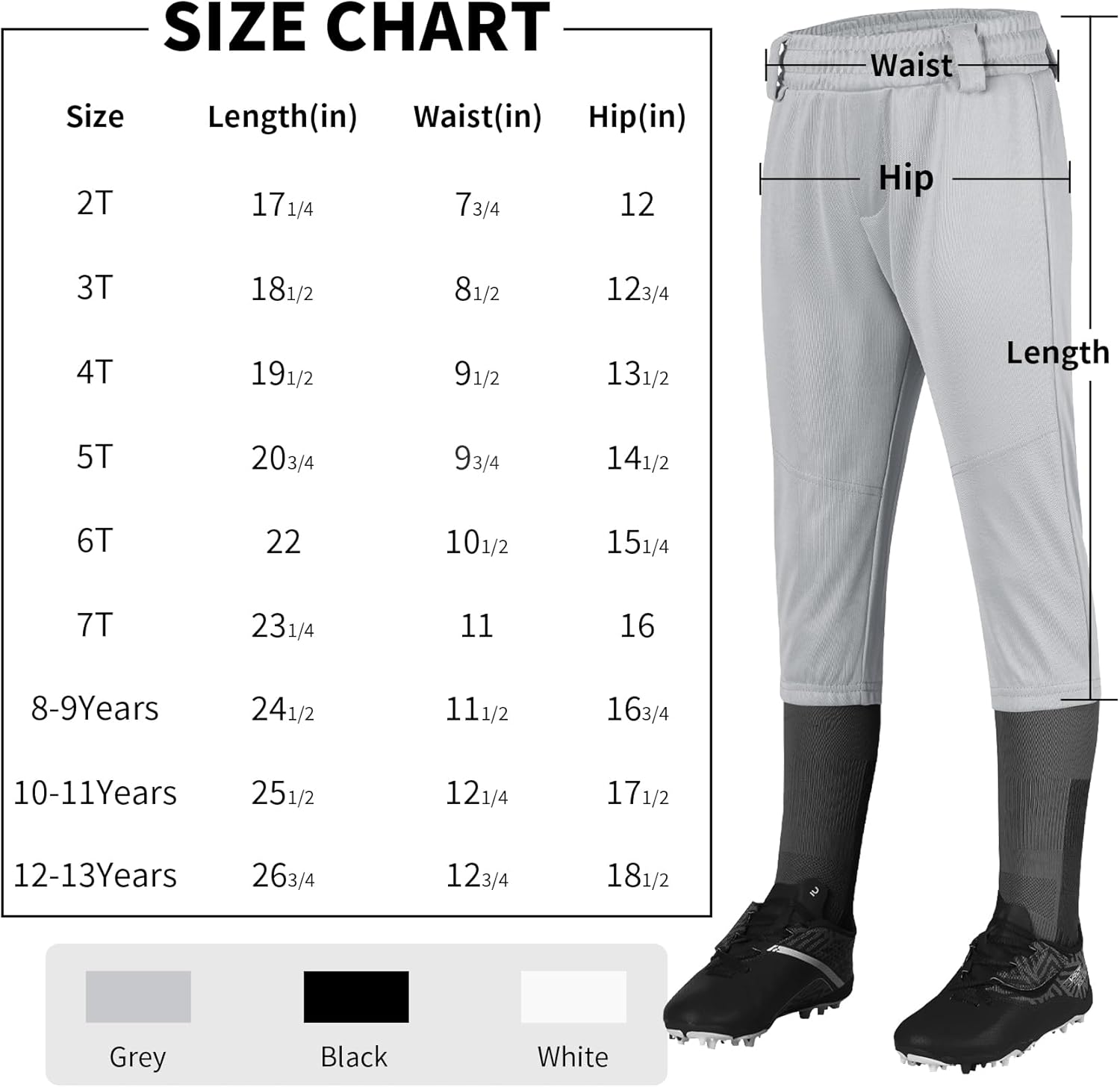 QBK 2T/3T/4T/5T to Youth Toddler Boys Knicker Baseball Pants Girl Softball Pants Kids Tee Ball Pants