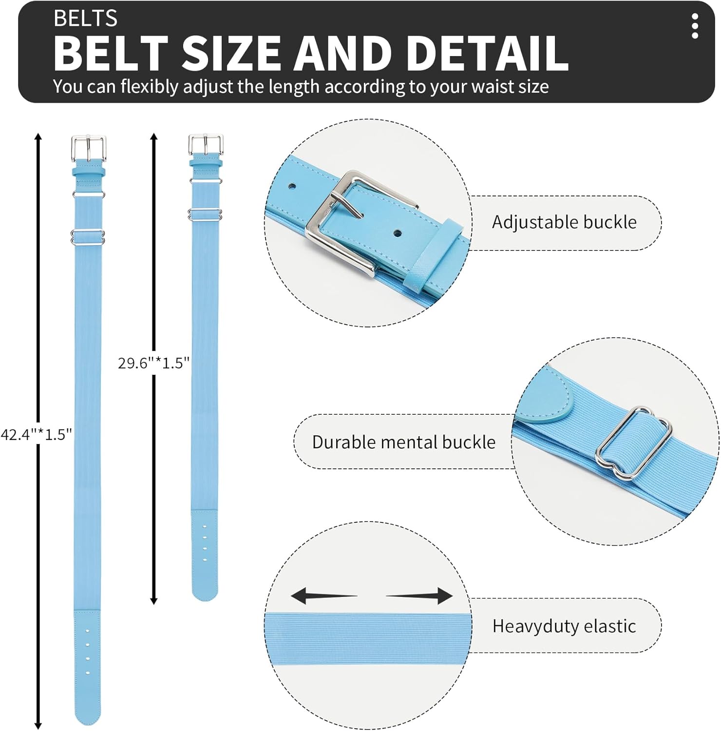 QBK Youth Baseball Socks & Belt Combo Set for Kids 2-16 Years -Softball/Tee Ball Accessories (1 Pair + 1 Belt, Unisex)