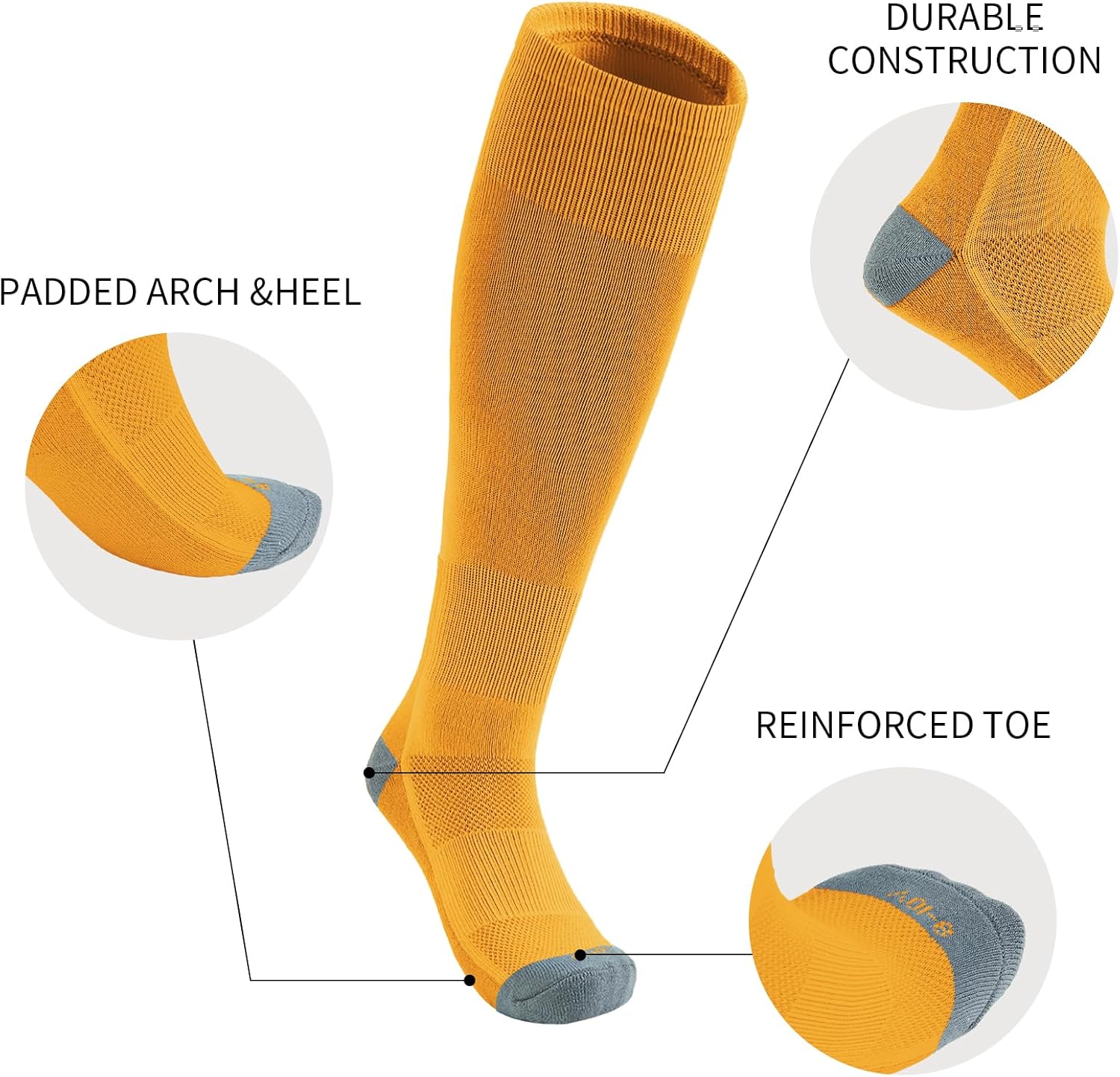 QBK Toddler Baseball Socks Youth Softball Tee Ball Kids Soccer Socks for Boy Girl 2 Pairs