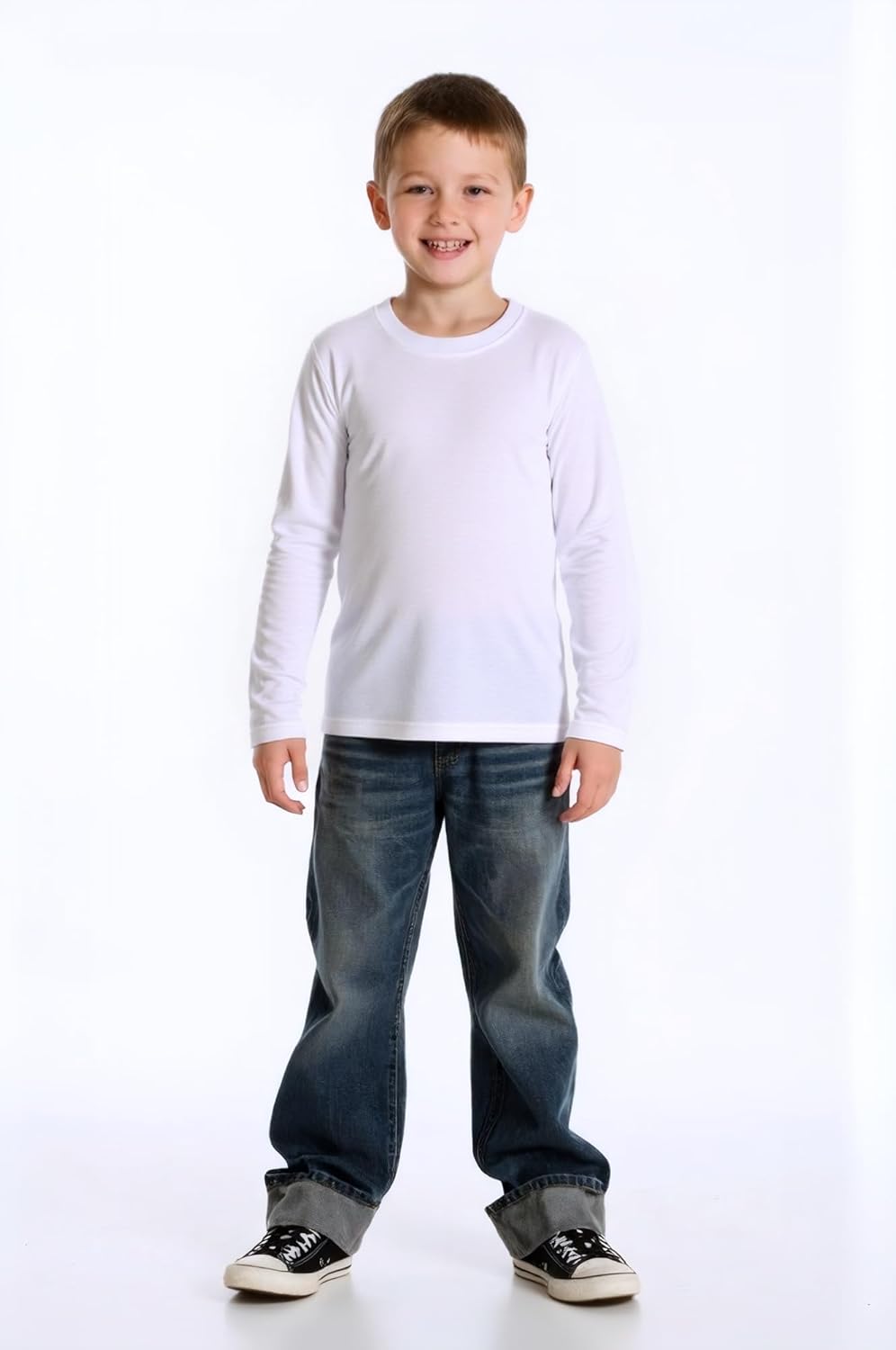 Huata 2 Packs Boys Girls T-Shirt Long Sleeve Crewneck Tee