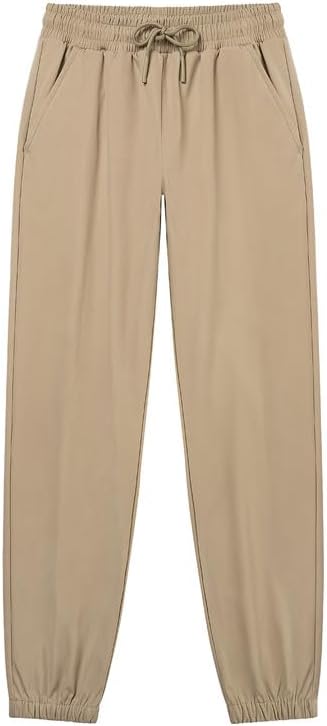 QBK School Joggers for Boys - Elastic Waist Dress Jogger Uniform Pants with Drawstring