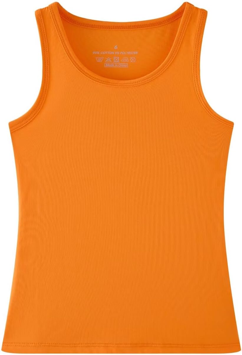 Huata Girls Tank Top 2 Packs Racerback Sleeveless Dance Athletic Shirt for Kids