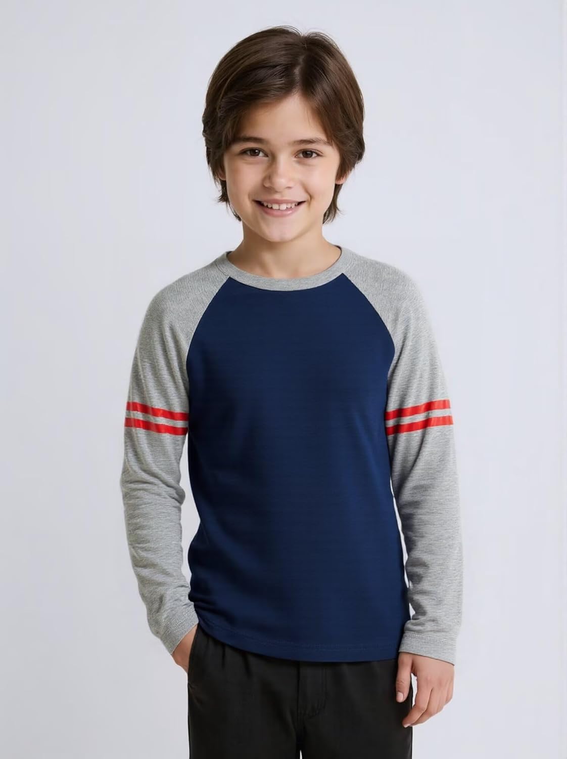 Huata 2 Packs Boys Girls T-Shirt Long Sleeve Crewneck Tee