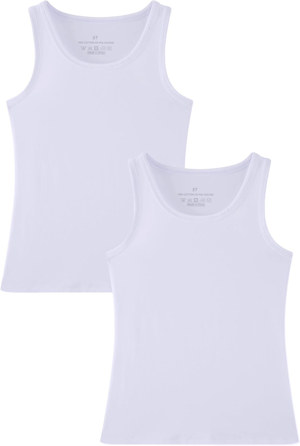 Huata Girls Tank Top 2 Packs Racerback Sleeveless Dance Athletic Shirt for Kids