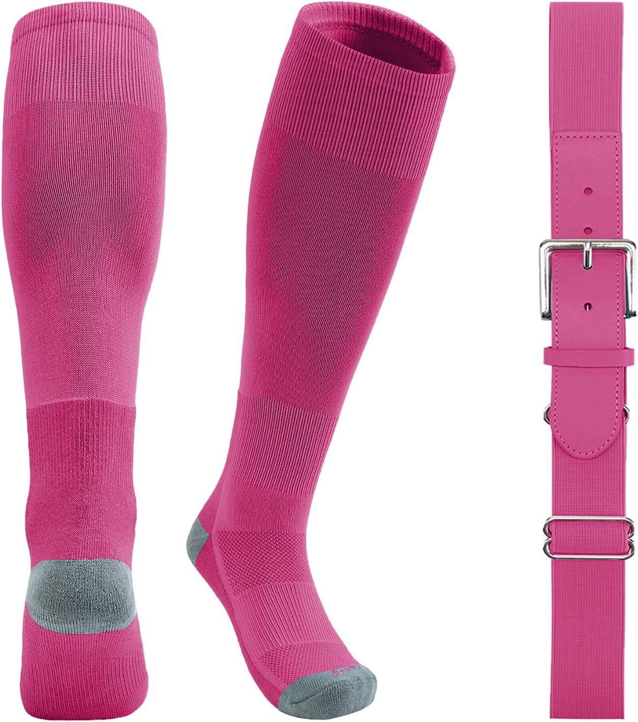 QBK Youth Baseball Socks & Belt Combo Set for Kids 2-16 Years -Softball/Tee Ball Accessories (1 Pair + 1 Belt, Unisex)