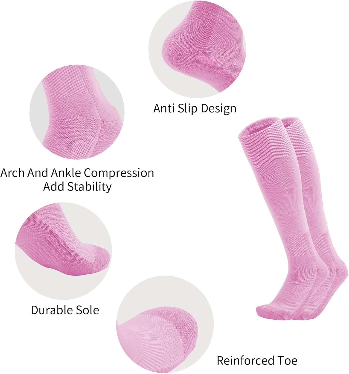 QBK 2 Pairs Toddler To Youth Baseball/Softball Socks - Soccer T-Ball Team Sport Socks For Kids Boys And Girls