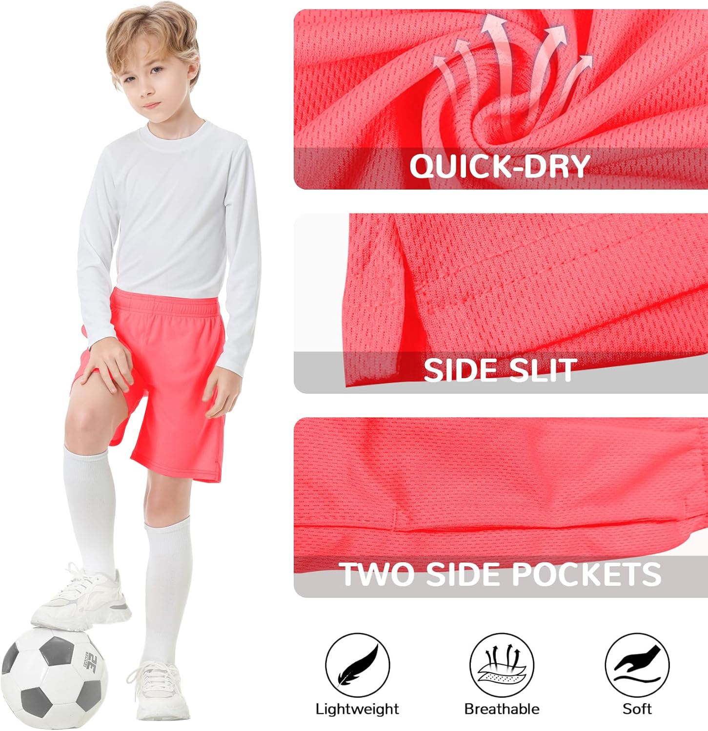QBK Toddler to Youth Athletic Shorts for Boys and Girls Soccer Basketball Sports