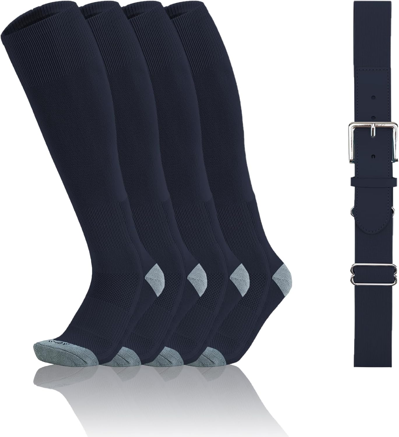 QBK 2-16Y Toddler Baseball Socks And Belt Youth Softball Tee Ball Combo Set for Boy Girl (2 Pairs of Socks & 1 Belt)