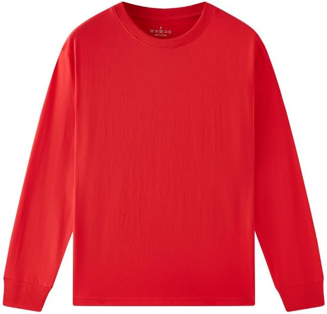 Huata Men's T-Shirt Long Sleeve Crewneck Cotton Tees