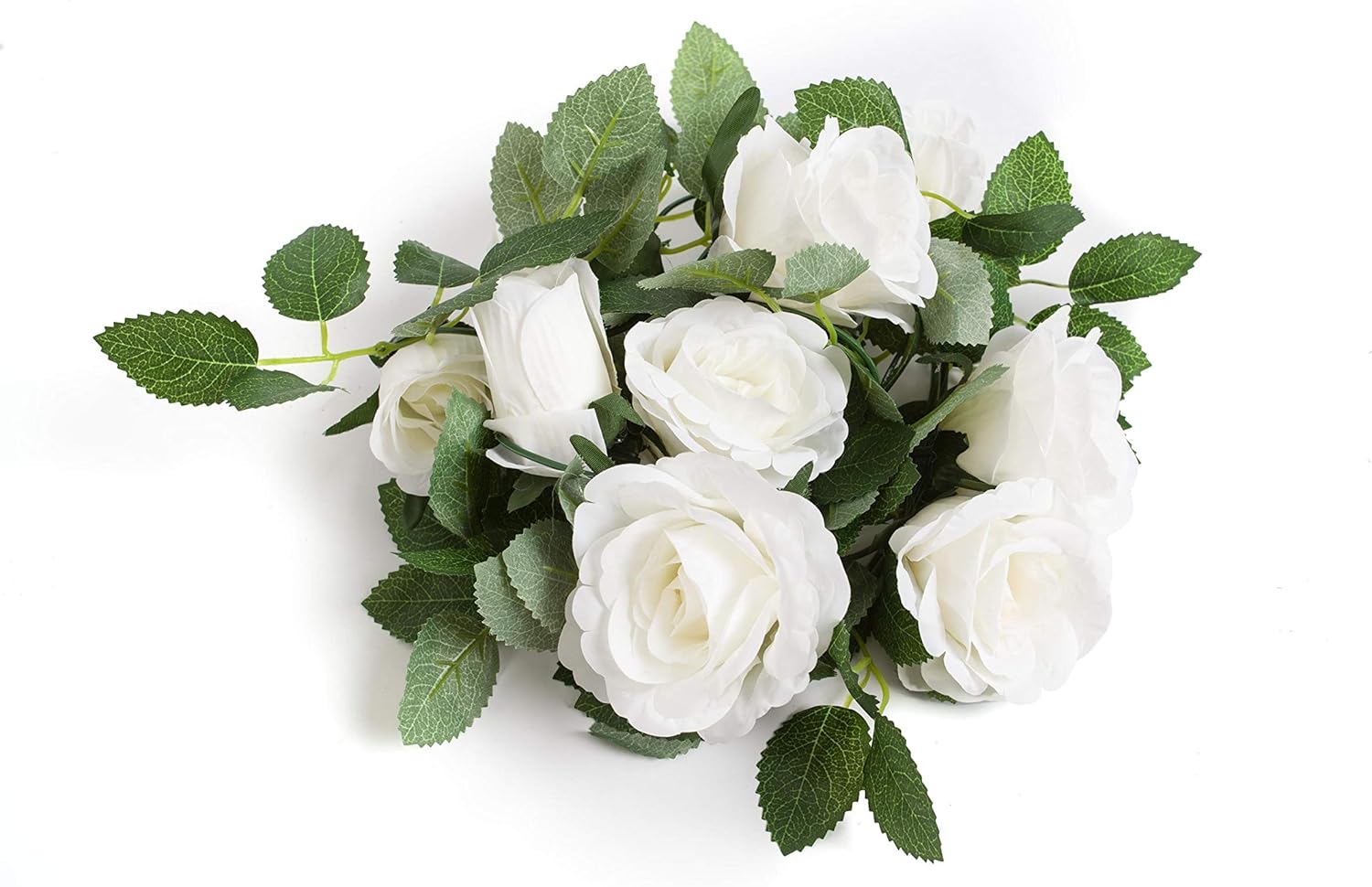 Huata 3PCS 6.56Ft Artificial Rose Flower Silk Vine Hanging Wedding Decor Garlands Home Outdoor Indoor Decor Flower (White)