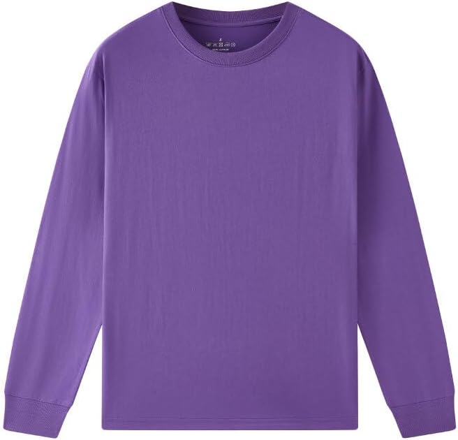 Huata Men's T-Shirt Long Sleeve Crewneck Cotton Tees