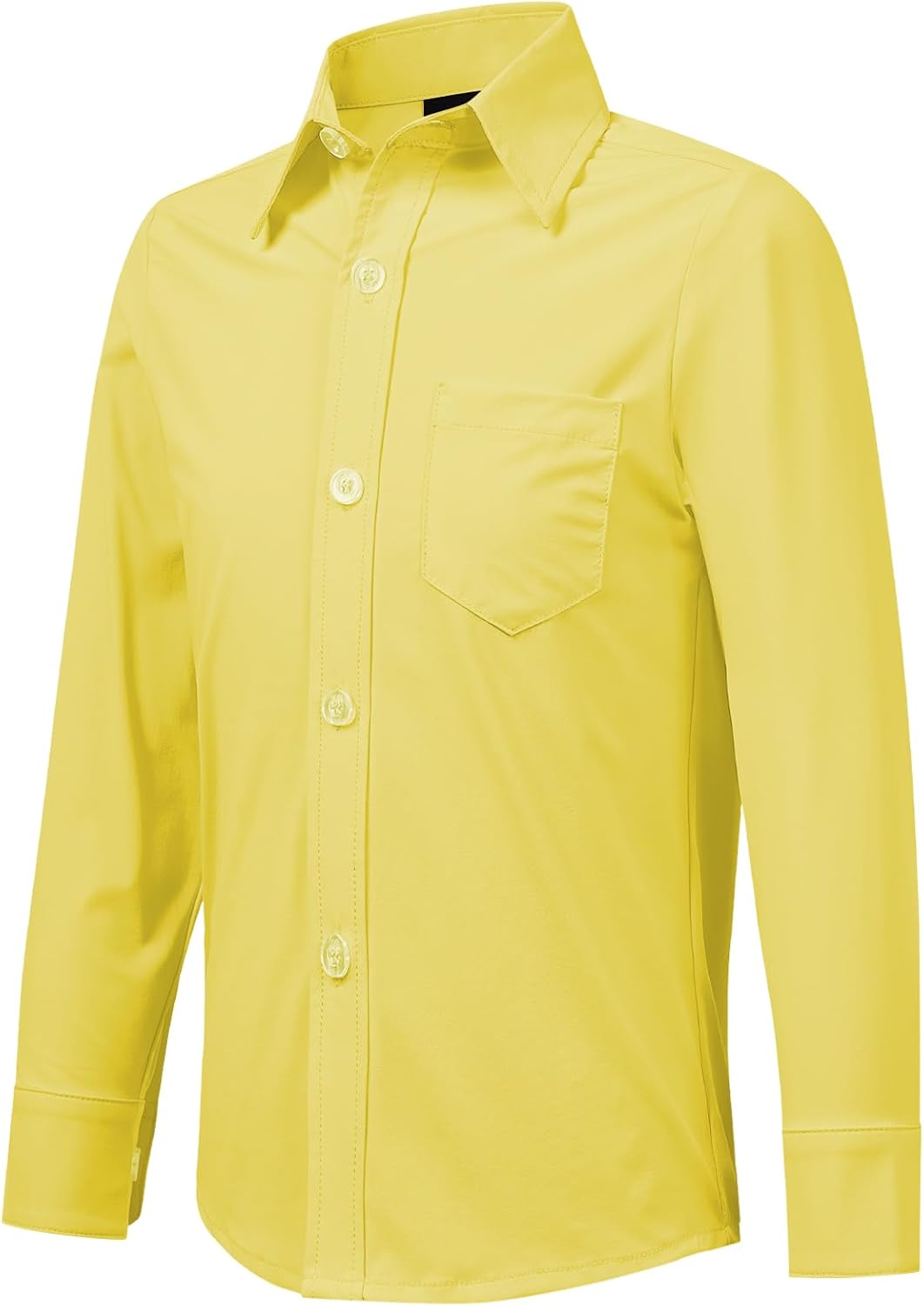 2T-16Y Boys' Stretch Long Sleeve Button Down Toddler Dress Shirt Wrinkle Free Oxford Uniform Shirt with Chest Pocket