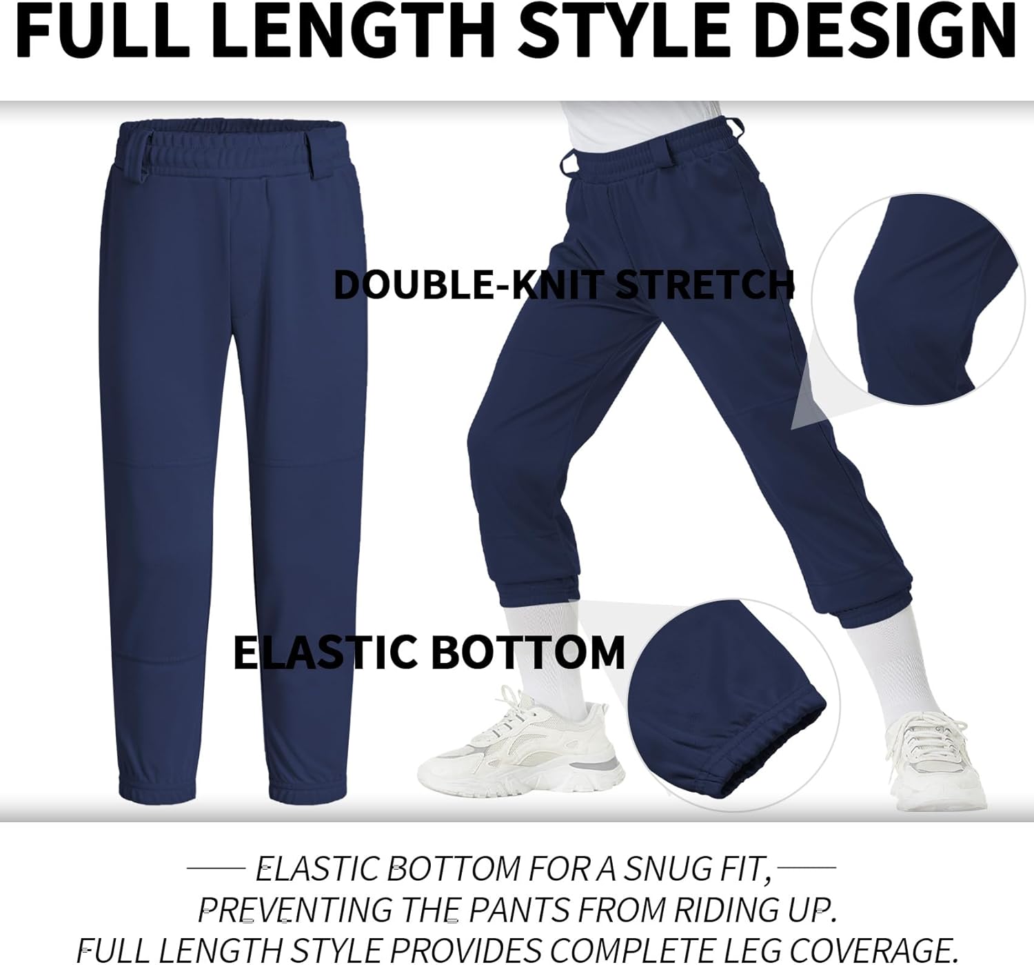 QBK 2T/3T/4T/5T to Youth Toddler Boys Baseball Pants Girl Softball Pants Kids Tee Ball Pants with Side Piping/Braid