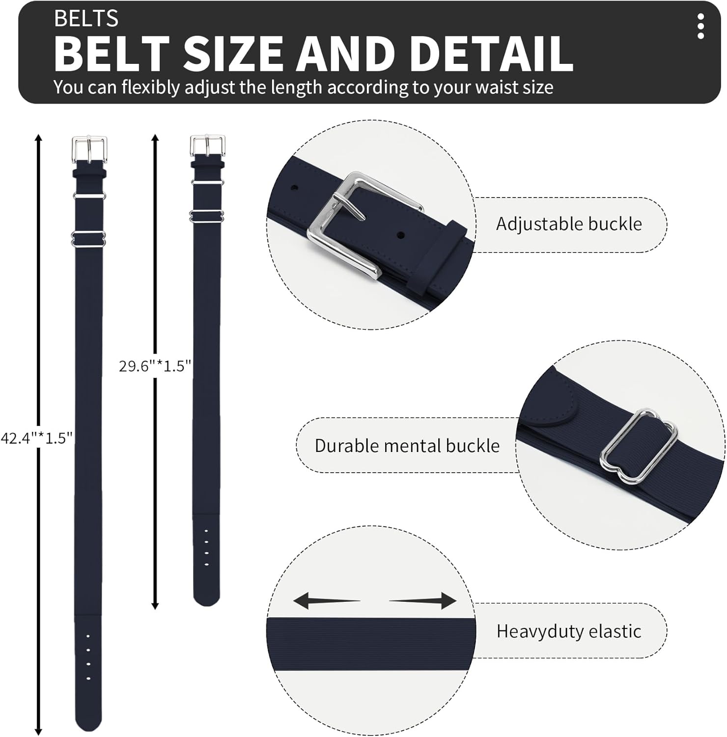 QBK Youth Baseball Socks & Belt Combo Set for Kids 2-16 Years -Softball/Tee Ball Accessories (1 Pair + 1 Belt, Unisex)