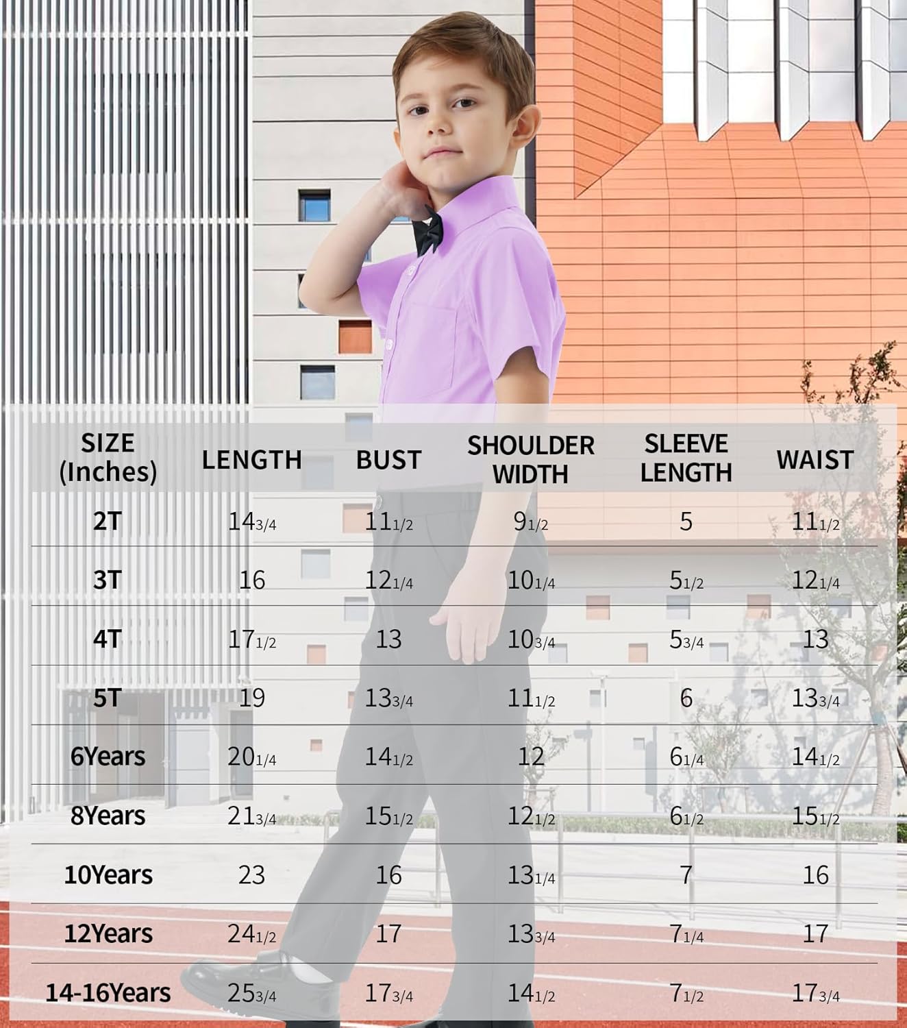 2T-16Y Boys' Short Sleeve Button Down Toddler Dress Shirt Oxford Uniform Shirt with Chest Pocket