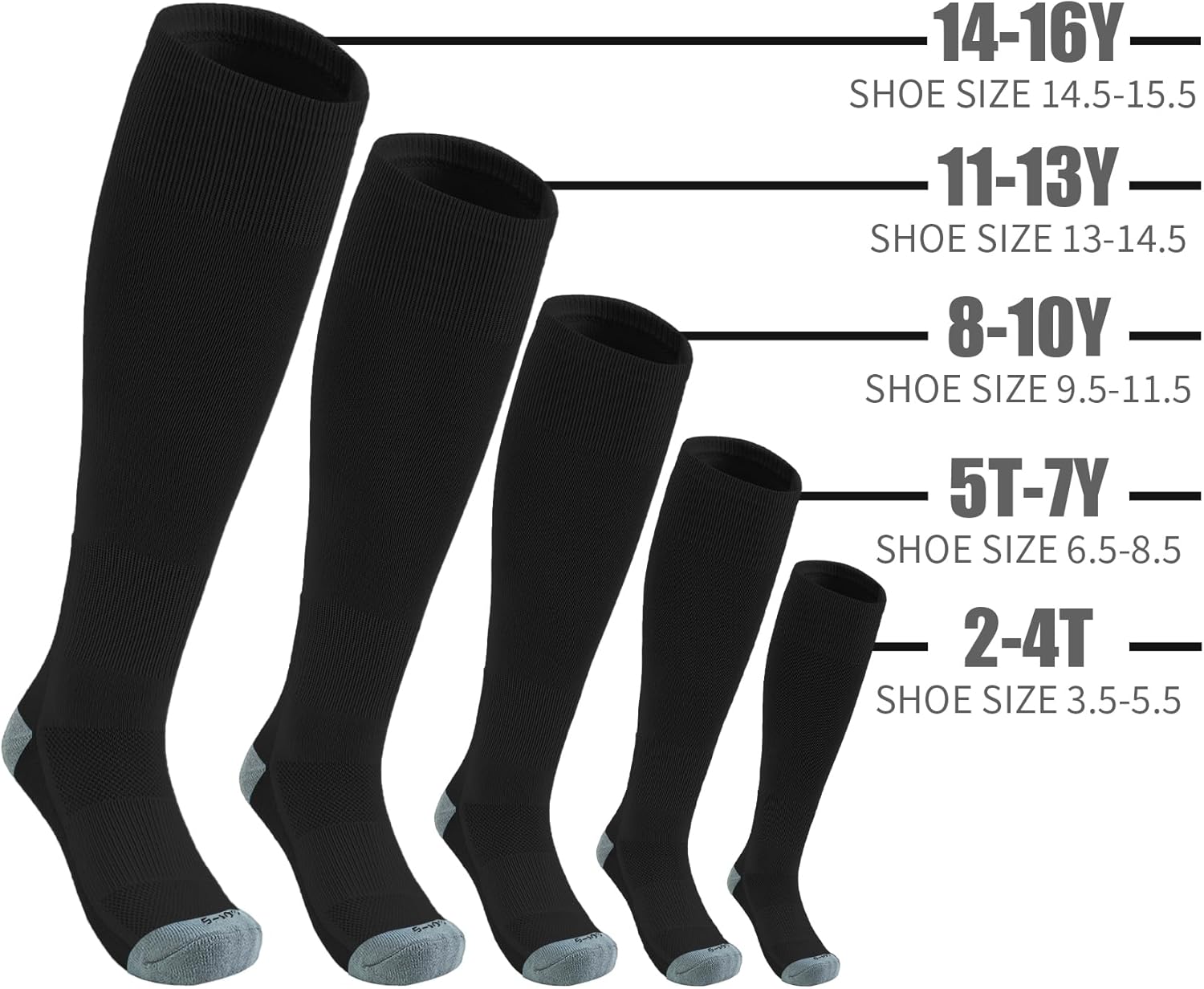 QBK Toddler Baseball Socks Youth Softball Tee Ball Kids Soccer Socks for Boy Girl 2 Pairs