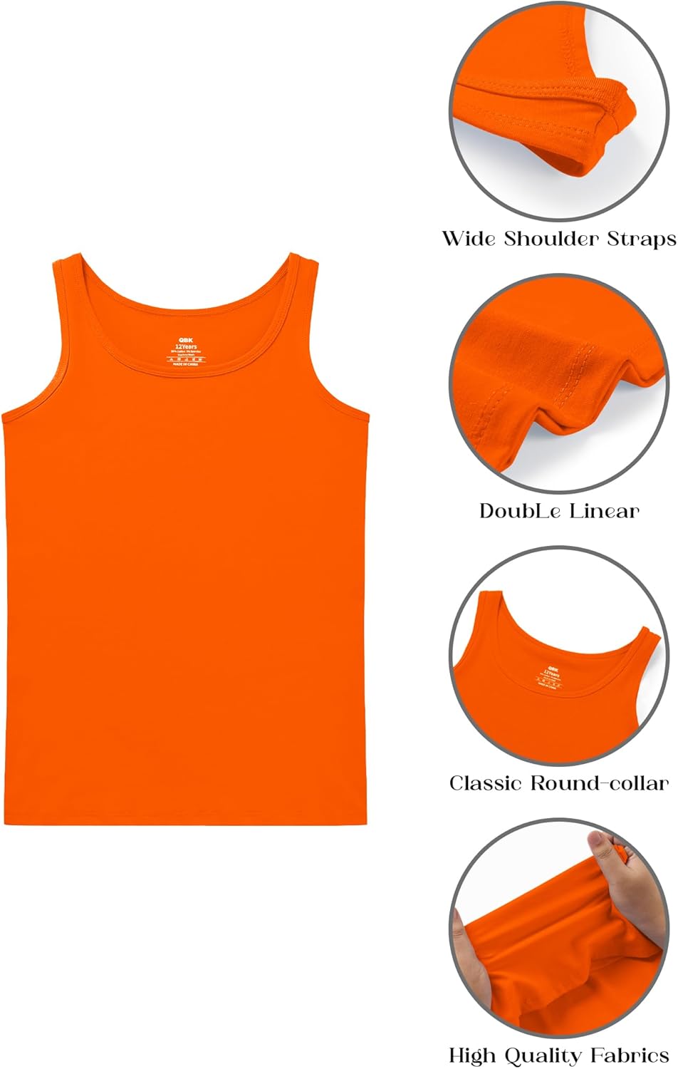 QBK 2T-13Years Girls Tank Tops Cotton Dance Basic Sleeveless Undershirts for Gymnastics Ballet Dancewear