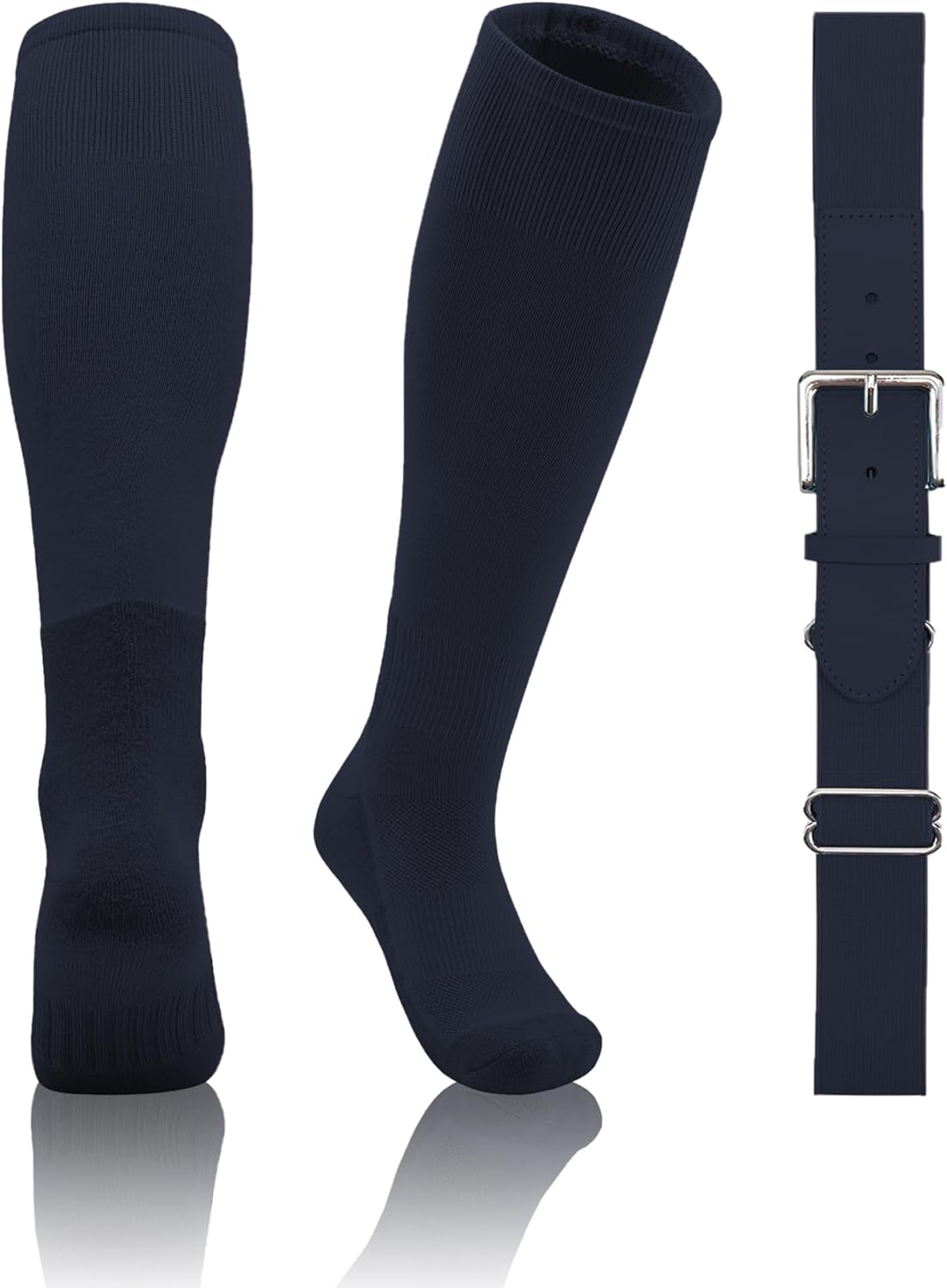 QBK 2T/3T/4T/5T Toddler Baseball Socks And Belt Youth Softball Tee Ball Combo Set for Boy Girl (1 Pairs of Socks & 1 Belt)