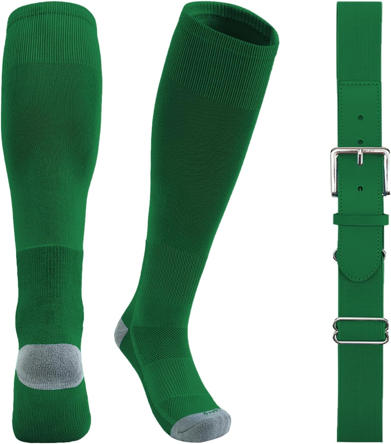 QBK Youth Baseball Socks & Belt Combo Set for Kids 2-16 Years -Softball/Tee Ball Accessories (1 Pair + 1 Belt, Unisex)