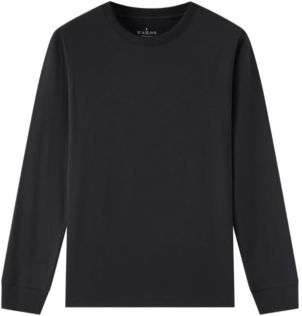 Huata Men's T-Shirt Long Sleeve Crewneck Cotton Tees