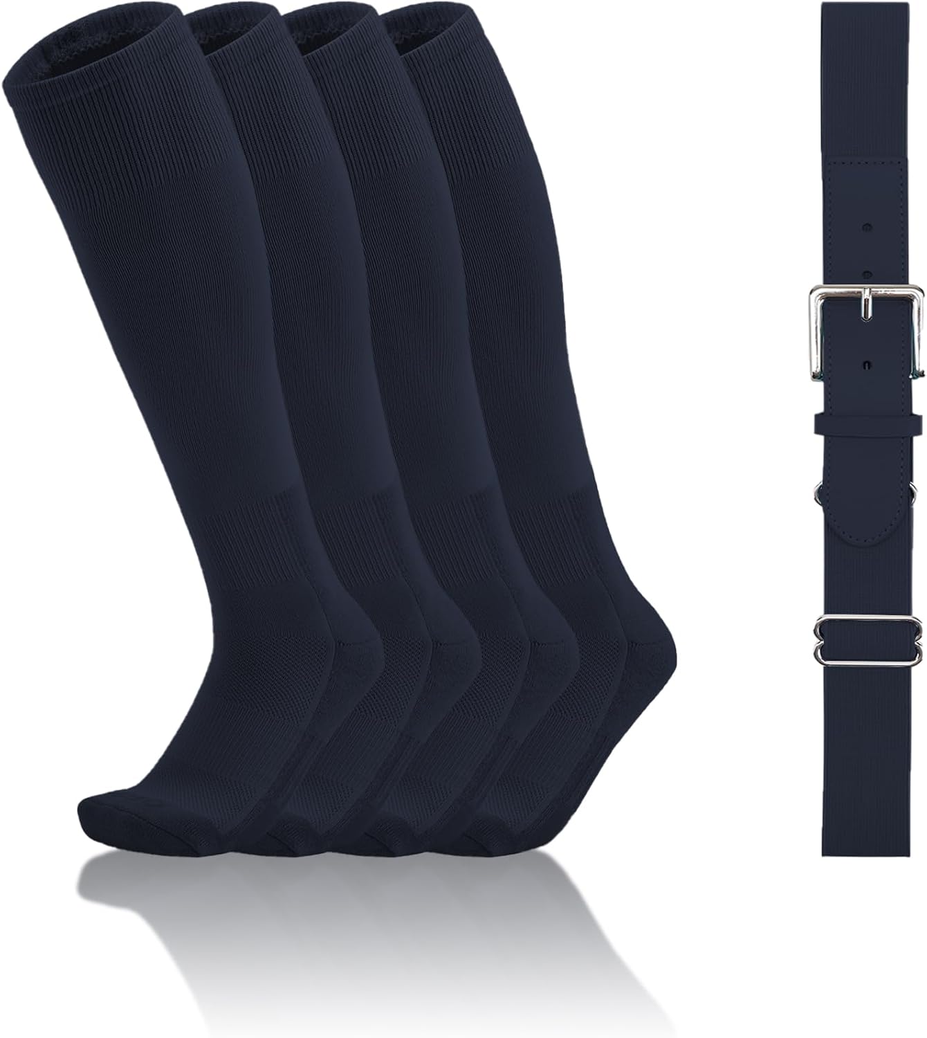 QBK Toddler Baseball Socks And Belt Youth Softball Tee Ball Combo Set for Boy Girl (2 Pairs of Socks & 1 Belt)