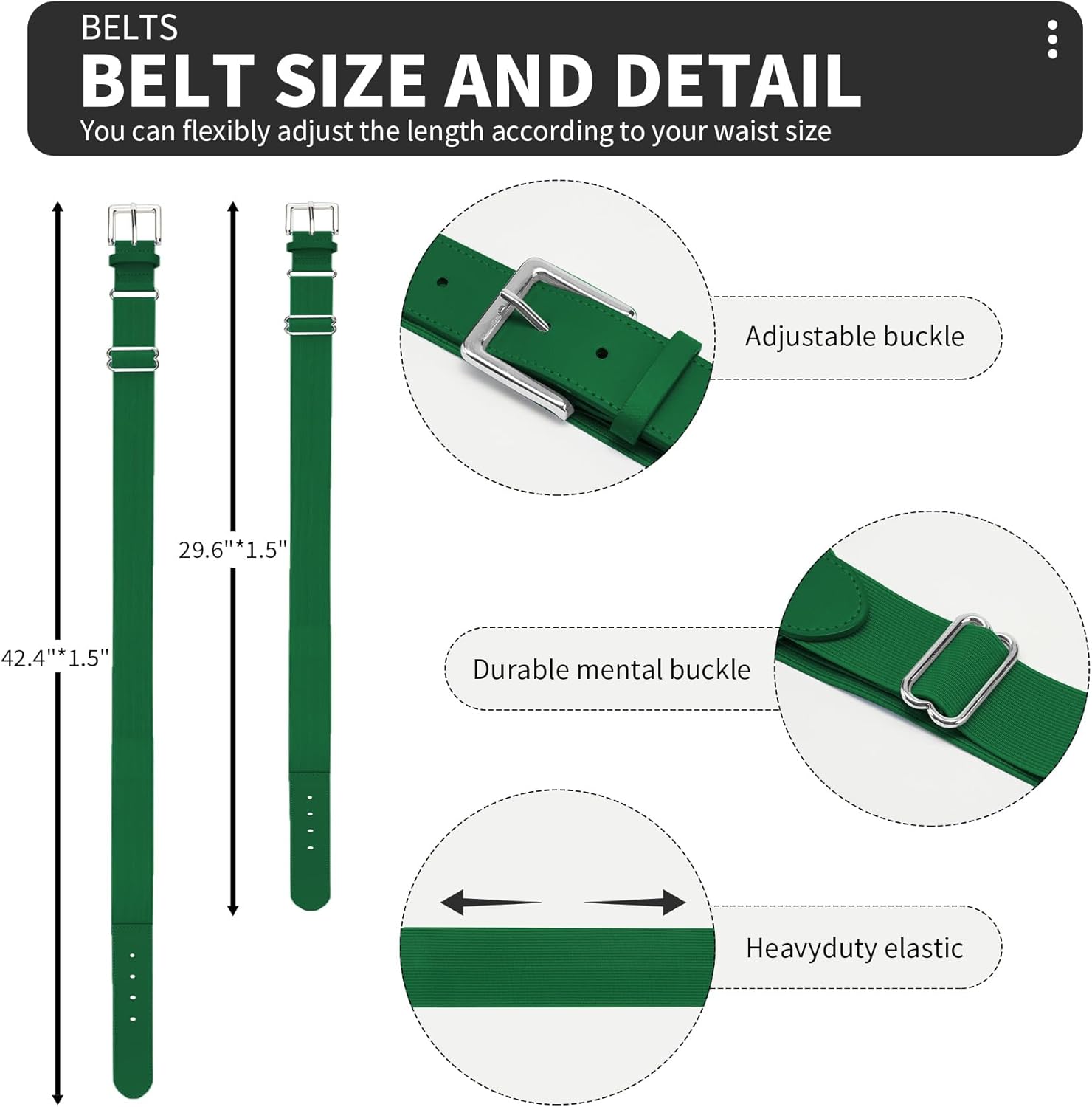 QBK Youth Baseball Socks & Belt Combo Set for Kids 2-16 Years -Softball/Tee Ball Accessories (1 Pair + 1 Belt, Unisex)