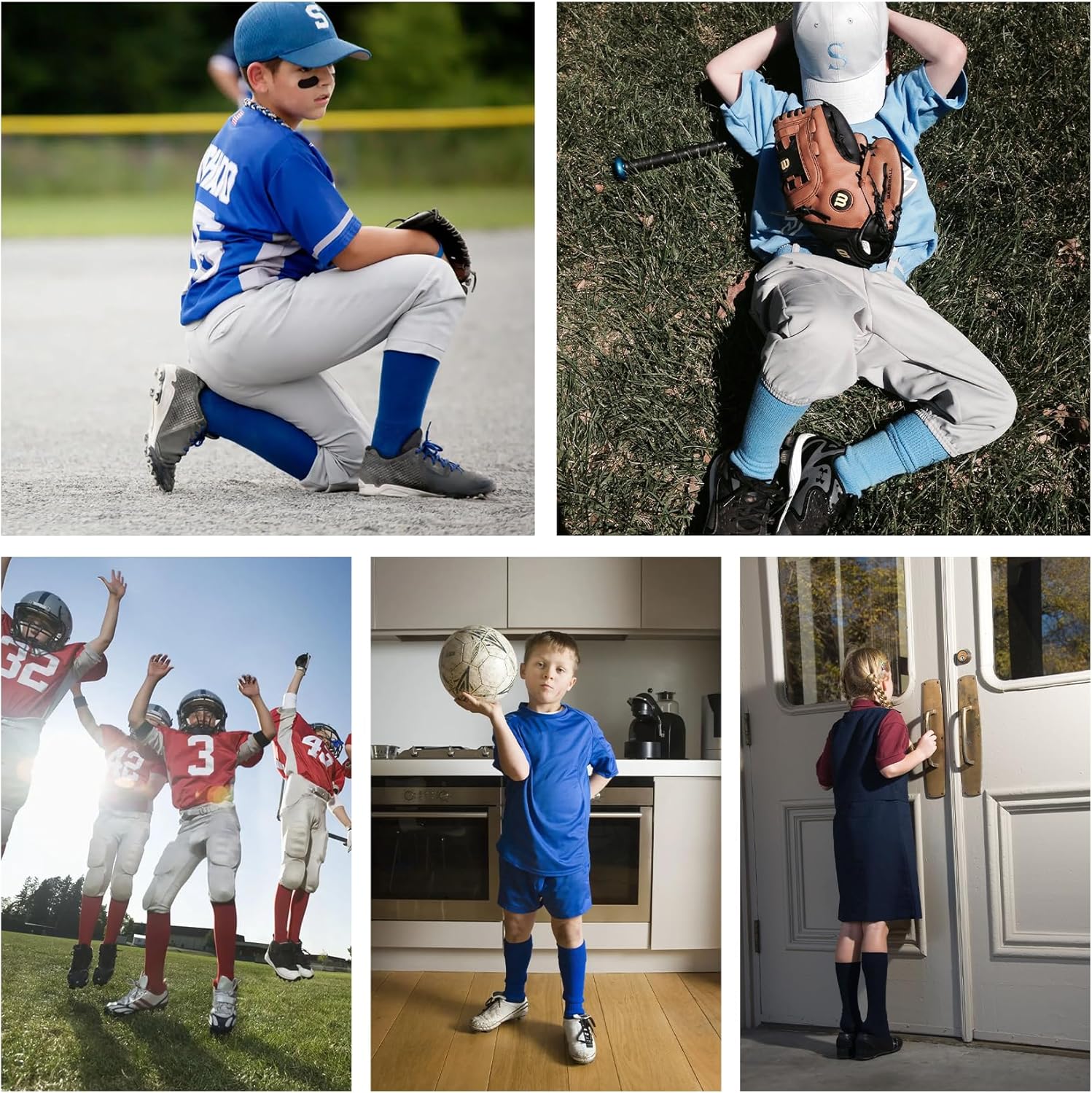 QBK 2 Pairs Toddler To Youth Baseball/Softball Socks - Soccer T-Ball Team Sport Socks For Kids Boys And Girls