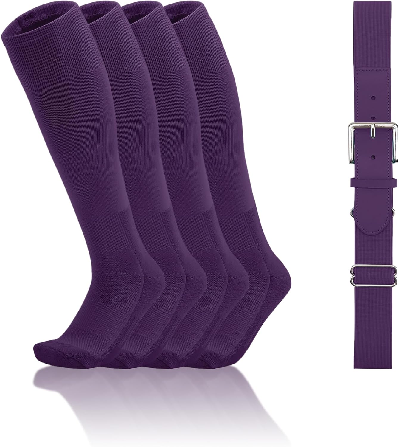 QBK Toddler Baseball Socks And Belt Youth Softball Tee Ball Combo Set for Boy Girl (2 Pairs of Socks & 1 Belt)