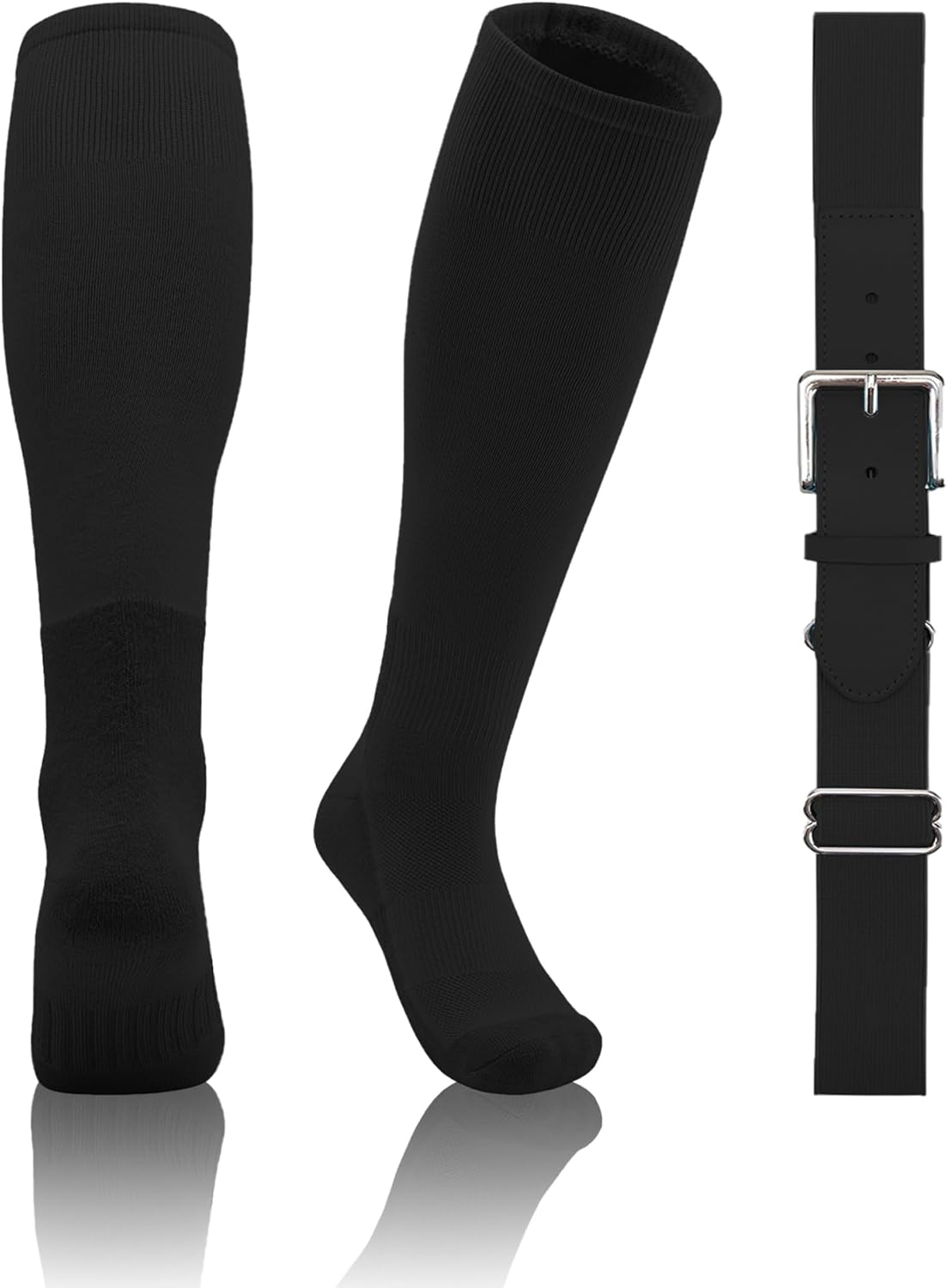 QBK 2T/3T/4T/5T Toddler Baseball Socks And Belt Youth Softball Tee Ball Combo Set for Boy Girl (1 Pairs of Socks & 1 Belt)