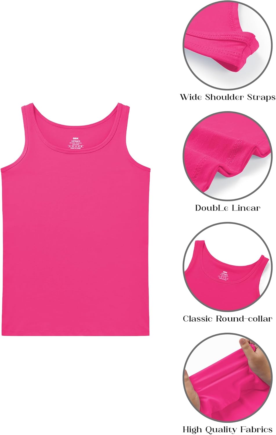 QBK 2T-13Years Girls Tank Tops Cotton Dance Basic Sleeveless Undershirts for Gymnastics Ballet Dancewear