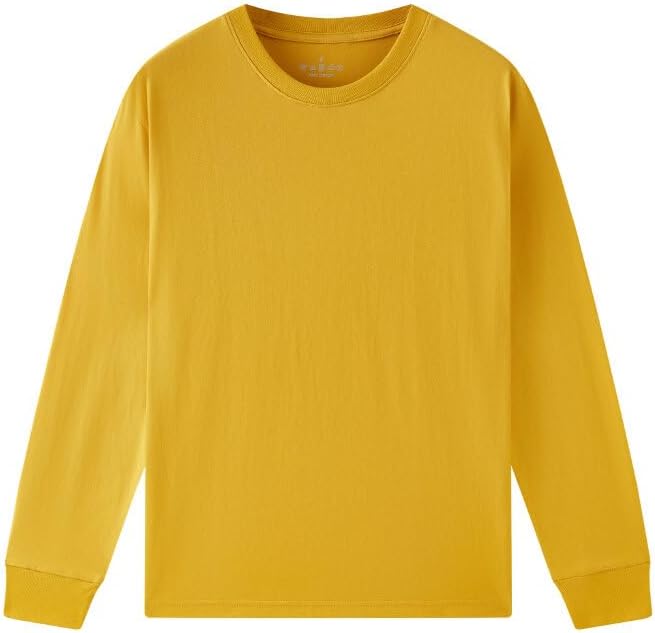 Huata Men's T-Shirt Long Sleeve Crewneck Cotton Tees